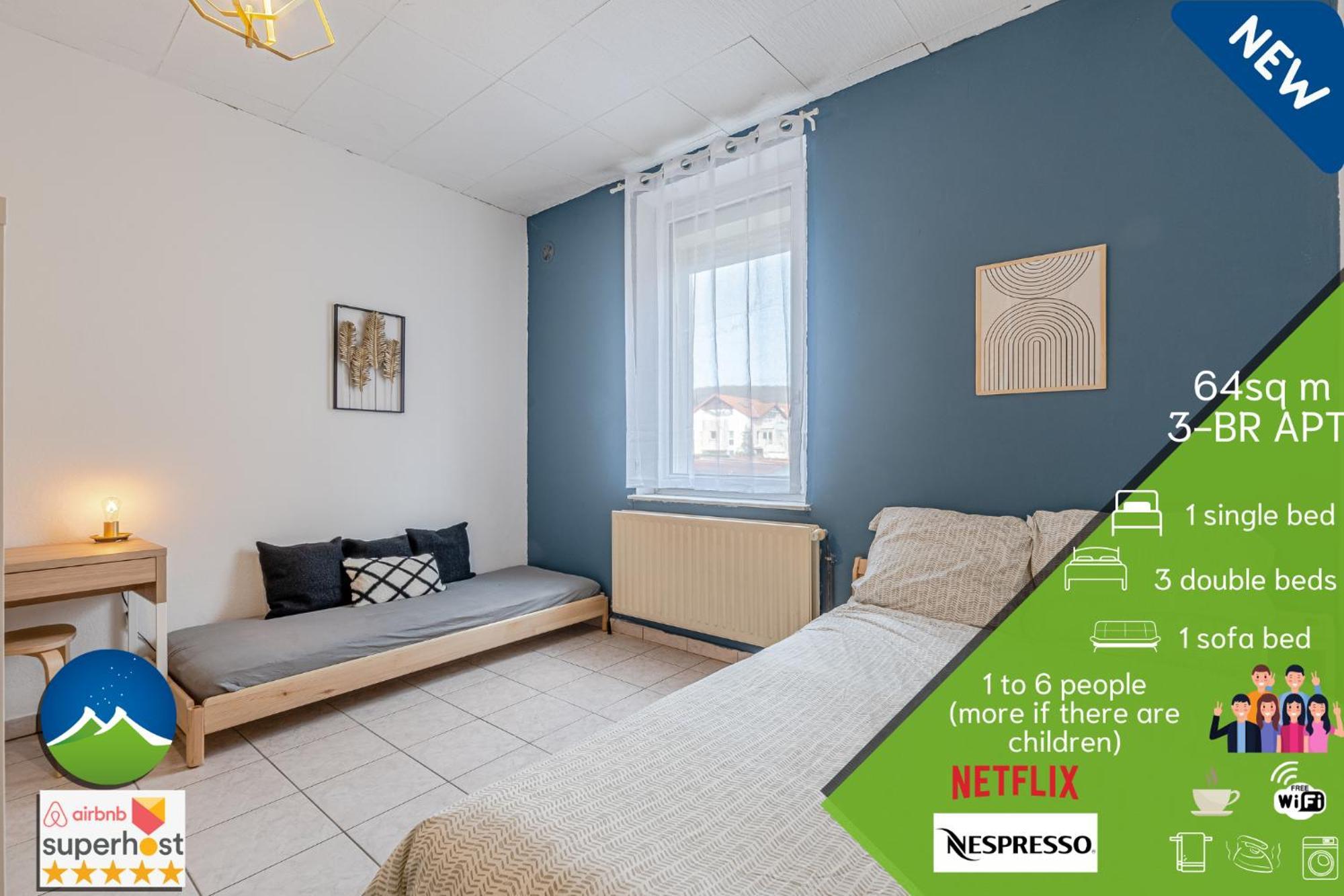 3 Appts - 3 A 7 Lits - Parfait 6 A 10 Pers - Max 26 Pers - 1 Immeuble - Convivialite, Rentabilite ------ English - 3 Apts - 3 To 7 Beds - Ideal For 6 To 10 Guests - Up To 26 - Same Building - Friendly, Flexible Hettange-Grande Exterior photo